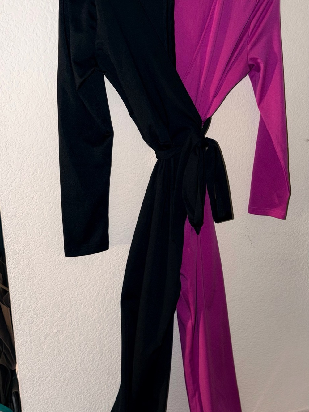 Women’s Colorblock Wrap One piece Pants outfit- Black & Magenta